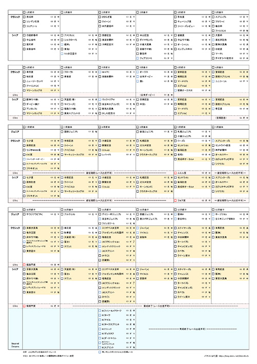 ウマ娘全冠チェックシート横一列6ターン