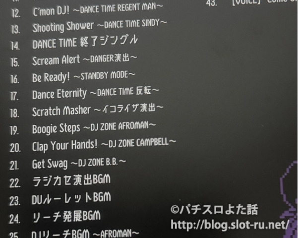 トラックリストの一部